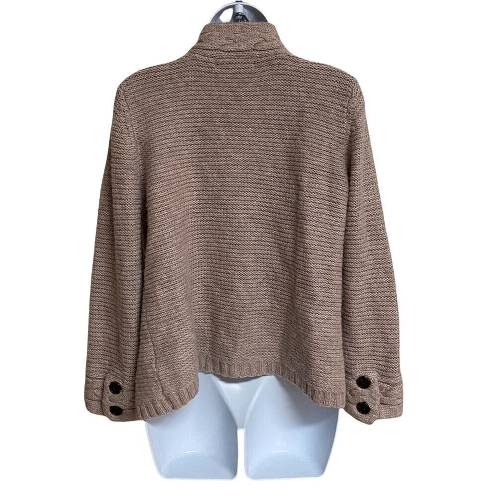 Zara Tan Alpaca Blend Knit Cardigan Collared Button Front Size M - Picture 3 of 7